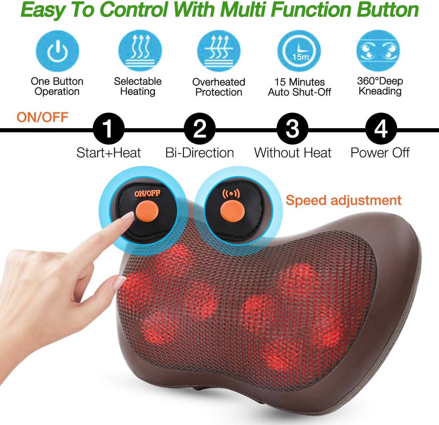 Back Massager, Shiatsu Kneading Electric Neck Massager Pillow with 8 Heated Rollers for Back, Neck, Lower Back and Shoulders, Perfect Surprise Gift for Dad/Mom/Men/Women