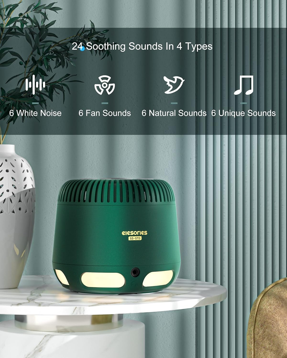 White Noise Machine with Night Light & Wireless Speaker
