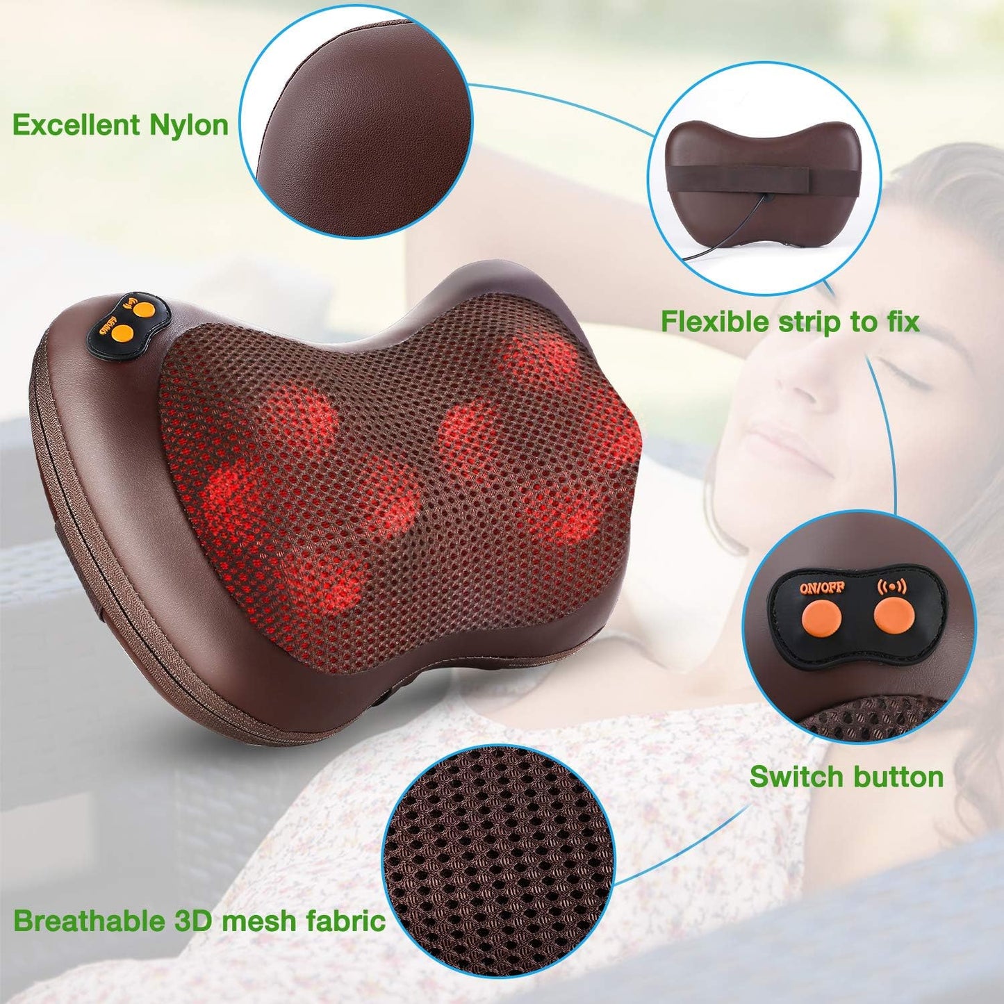 Back Massager, Shiatsu Kneading Electric Neck Massager Pillow with 8 Heated Rollers for Back, Neck, Lower Back and Shoulders, Perfect Surprise Gift for Dad/Mom/Men/Women