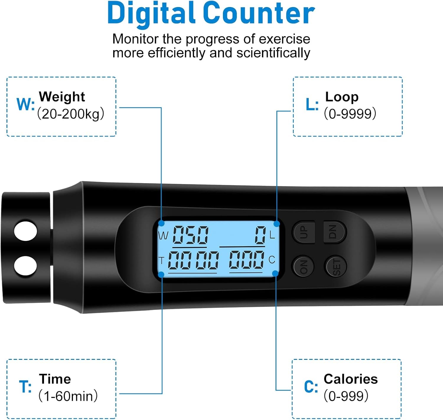 Digital Skipping Rope with Calorie and Loop Counter