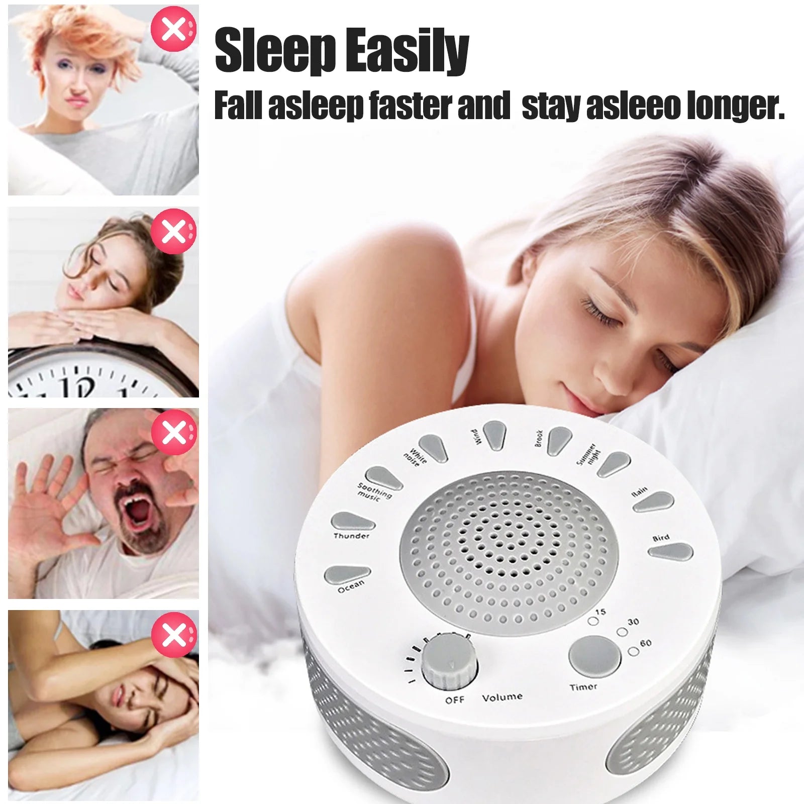 Portable Sleep Sound Therapy Machine with 3 Timers