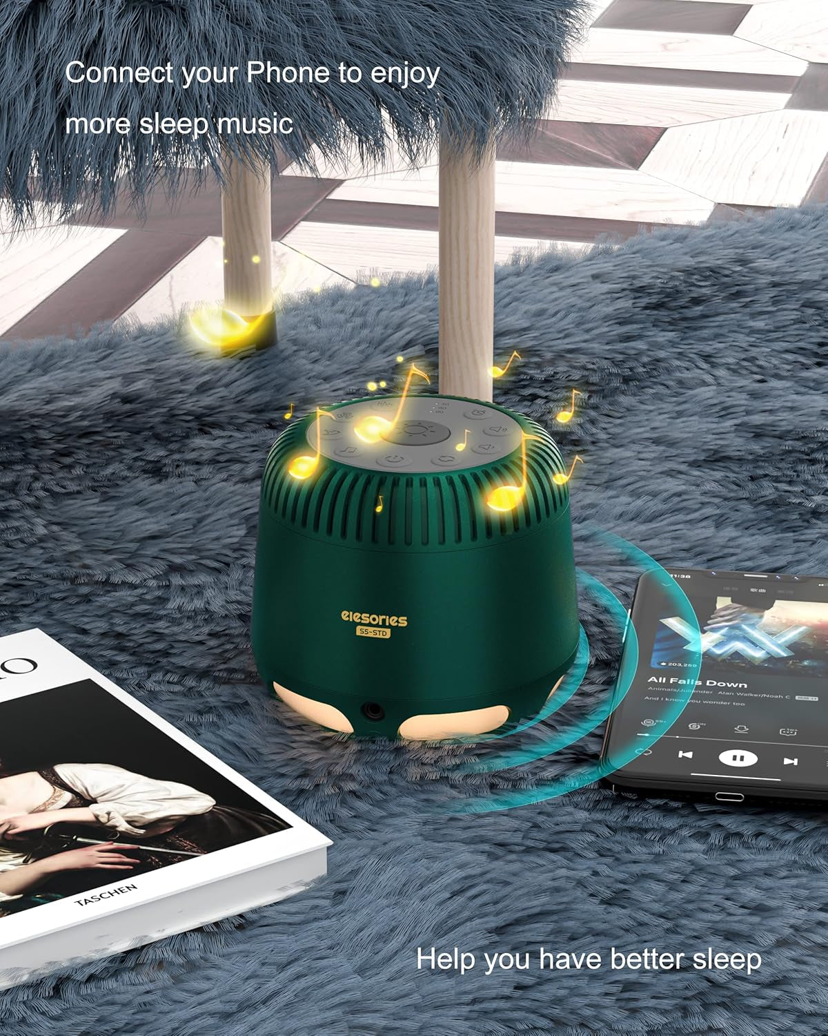 White Noise Machine with Night Light & Wireless Speaker