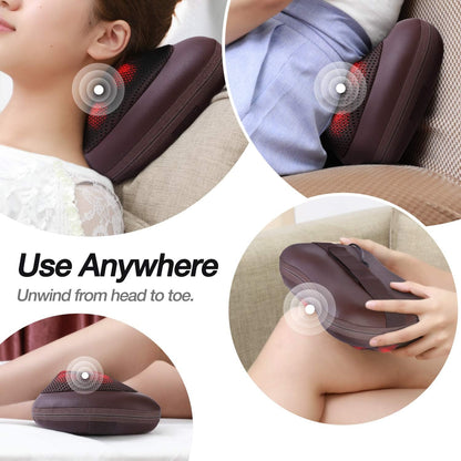 Back Massager, Shiatsu Kneading Electric Neck Massager Pillow with 8 Heated Rollers for Back, Neck, Lower Back and Shoulders, Perfect Surprise Gift for Dad/Mom/Men/Women